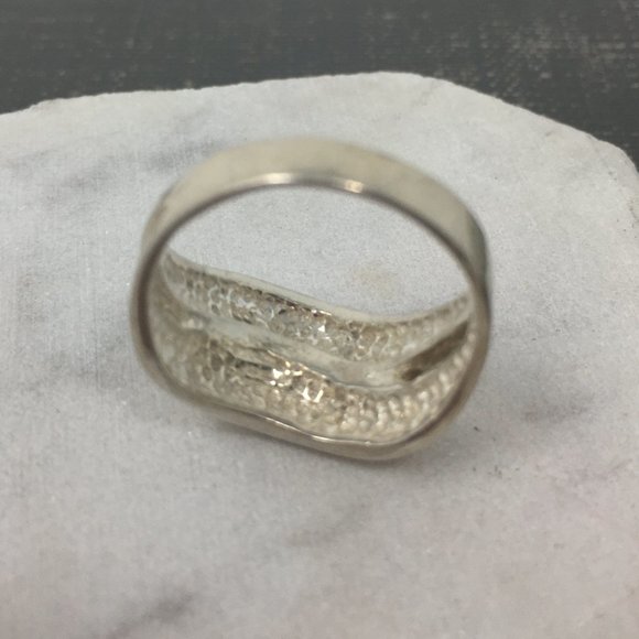Sterling Silver Two Band Wave Ring - Picture 8 of 12
